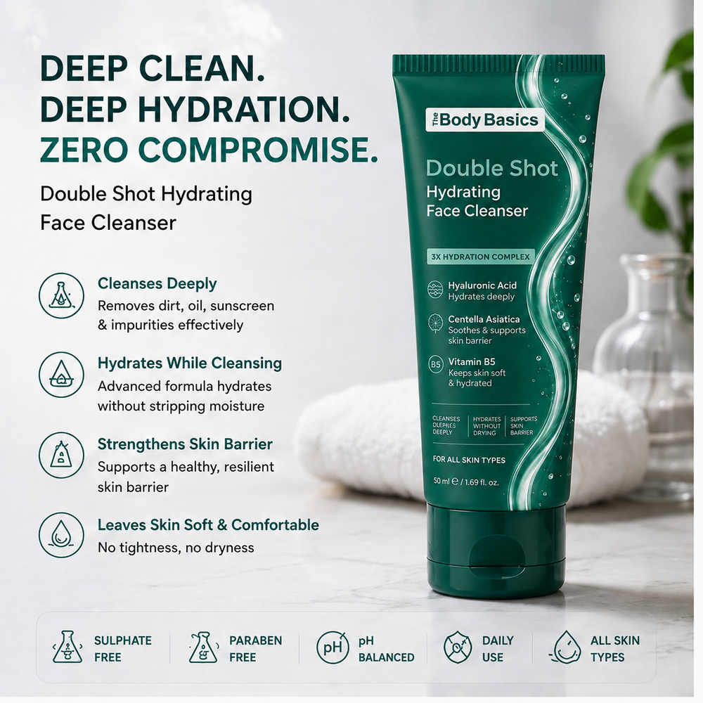 Double Shot Deep Clean + Hydrating Face Cleanser – 50ml