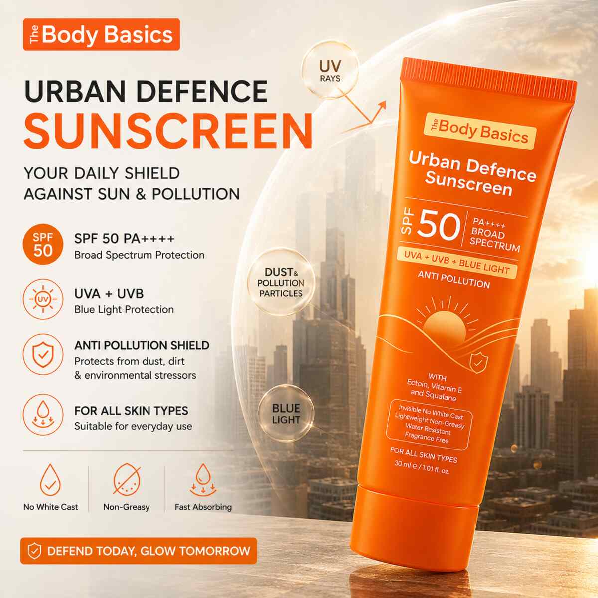 Urban Defence Sunscreen SPF 50 PA++++ with Ectoin – 30 ml