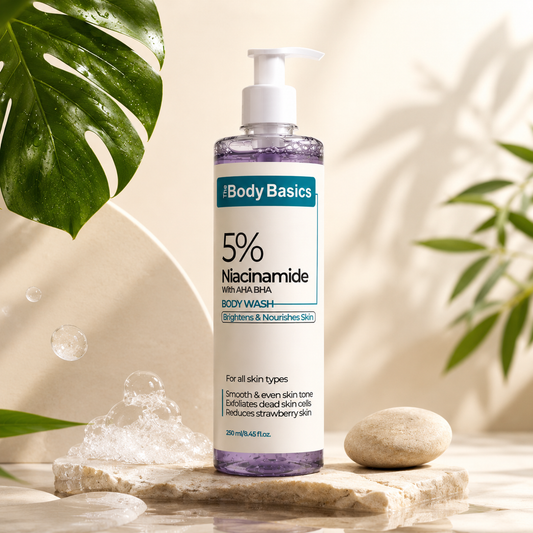 5% Niacinamide Body Wash with AHA BHA for Brightening, Exfoliating & Strawberry Skin Reduction – 250ml