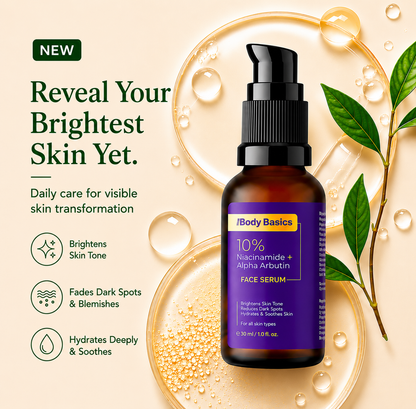 10% Niacinamide + 2% Alpha Arbutin Face Serum for Dark Spots, Oil Control & Brightening Skin | With Vitamin B5 & Hyaluronic Acid