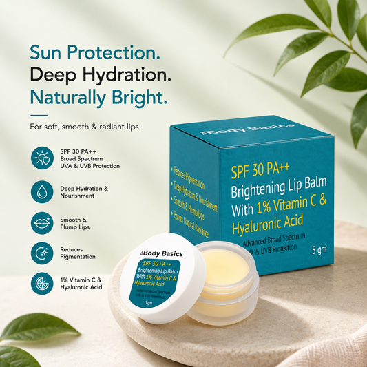 SPF 30 PA++ Brightening Lip Balm with Vitamin C & Hyaluronic Acid 5g | Sun Protection & Hydration