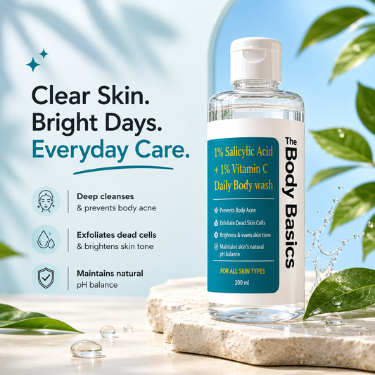 1% Salicylic Acid + 1% Vitamin C Daily Body Wash 200ml – Clear & Bright Skin