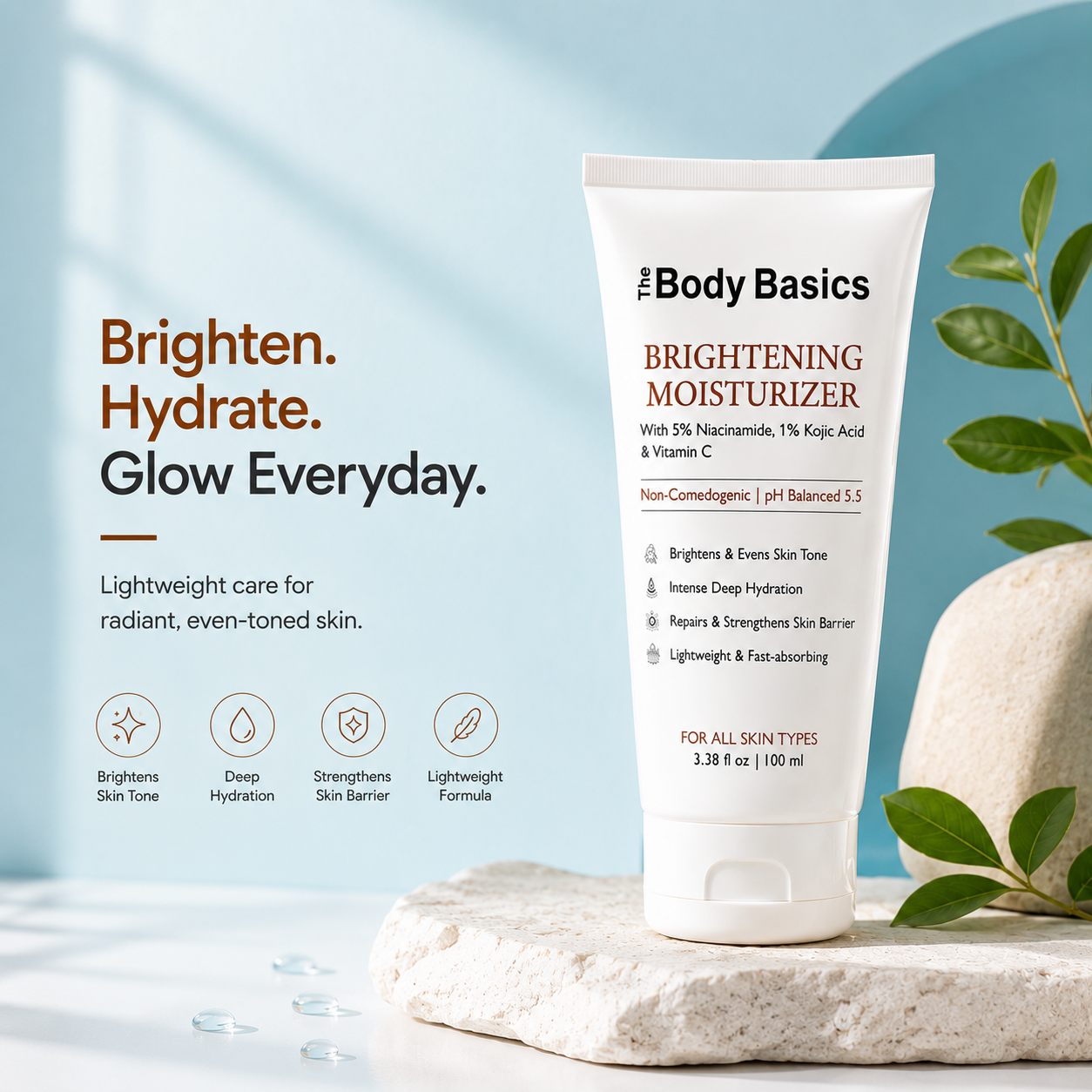 Brightening Mosisturizer with 5% Niacinamide, 1% Kojic Acid & Vitamin C - 100ml