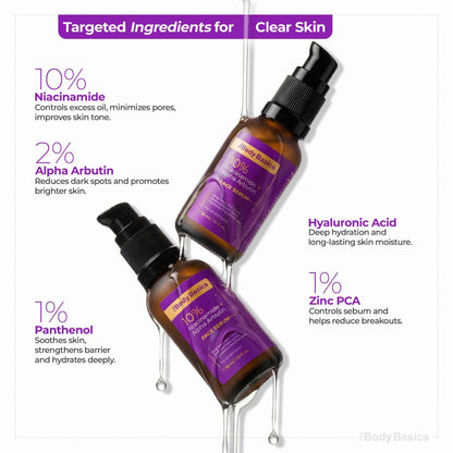10% Niacinamide + 2% Alpha Arbutin Face Serum for Dark Spots, Oil Control & Brightening Skin | With Vitamin B5 & Hyaluronic Acid Bundel