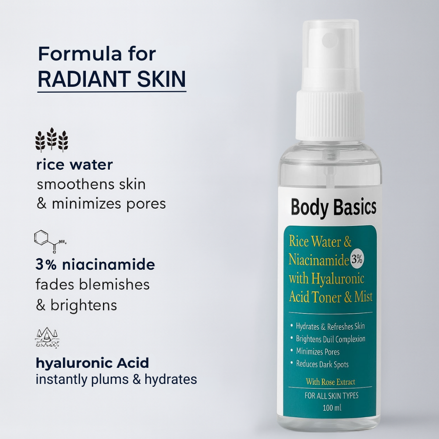 Rice Water & Niacinamide 3% with Hyaluronic Acid Toner & Mist 100ml