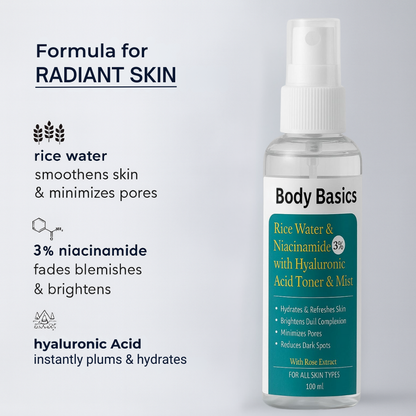 Rice Water & Niacinamide 3% with Hyaluronic Acid Toner & Mist 100ml