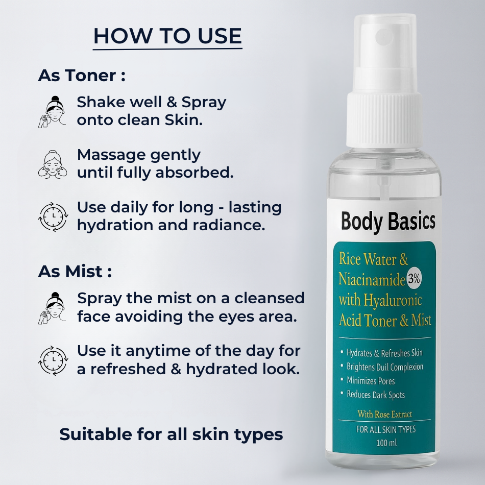 Rice Water & Niacinamide 3% with Hyaluronic Acid Toner & Mist 100ml