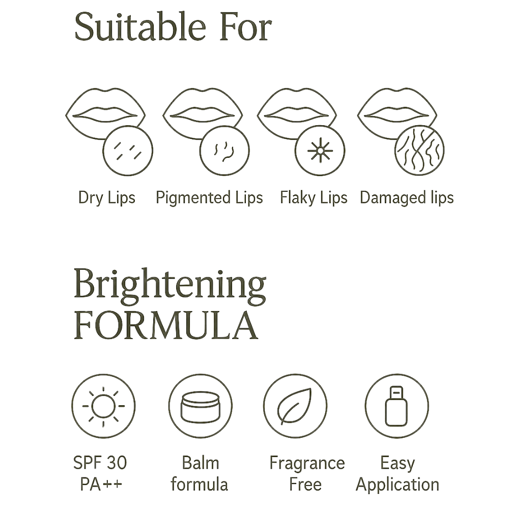 SPF 30 PA++ Brightening Lip Balm with Vitamin C & Hyaluronic Acid 5g | Sun Protection & Hydration