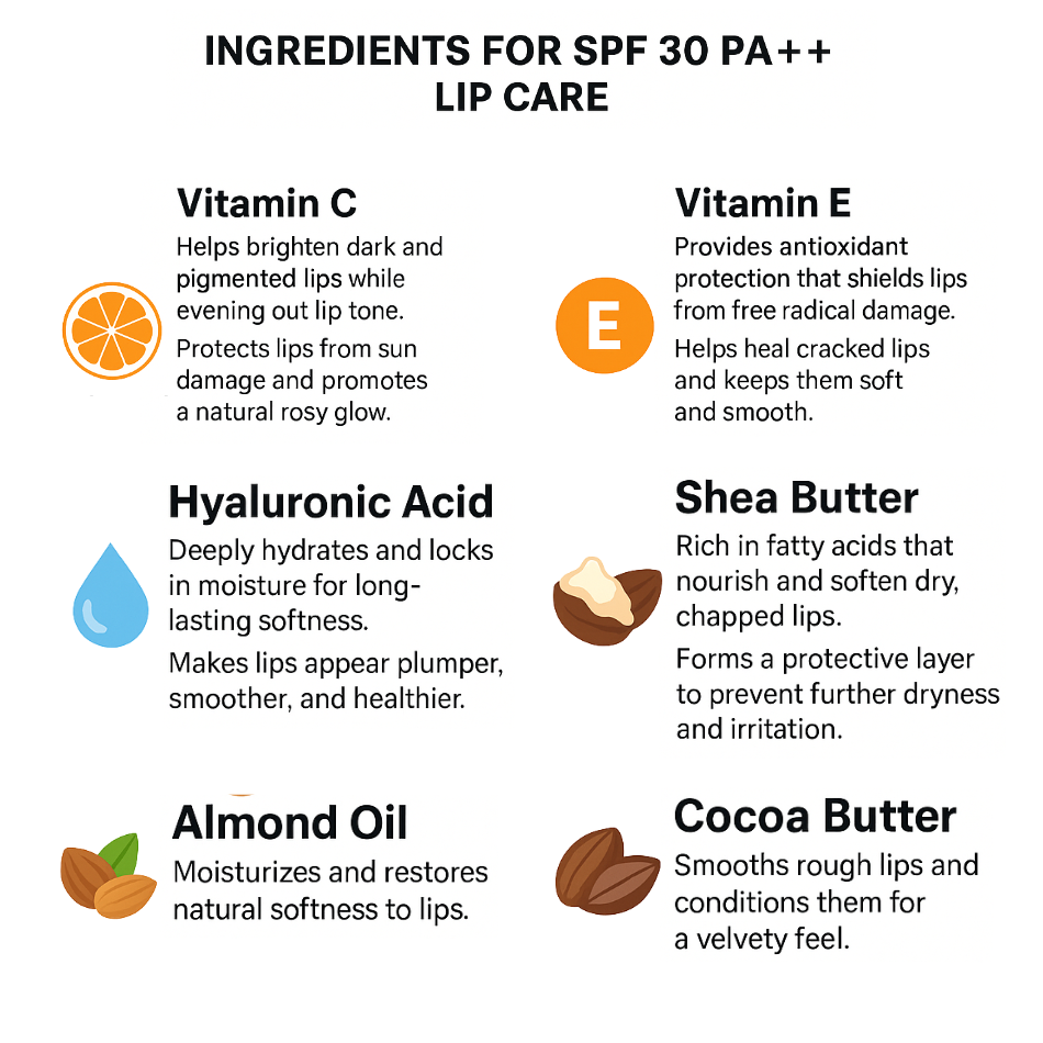 SPF 30 PA++ Brightening Lip Balm with Vitamin C & Hyaluronic Acid 5g | Sun Protection & Hydration