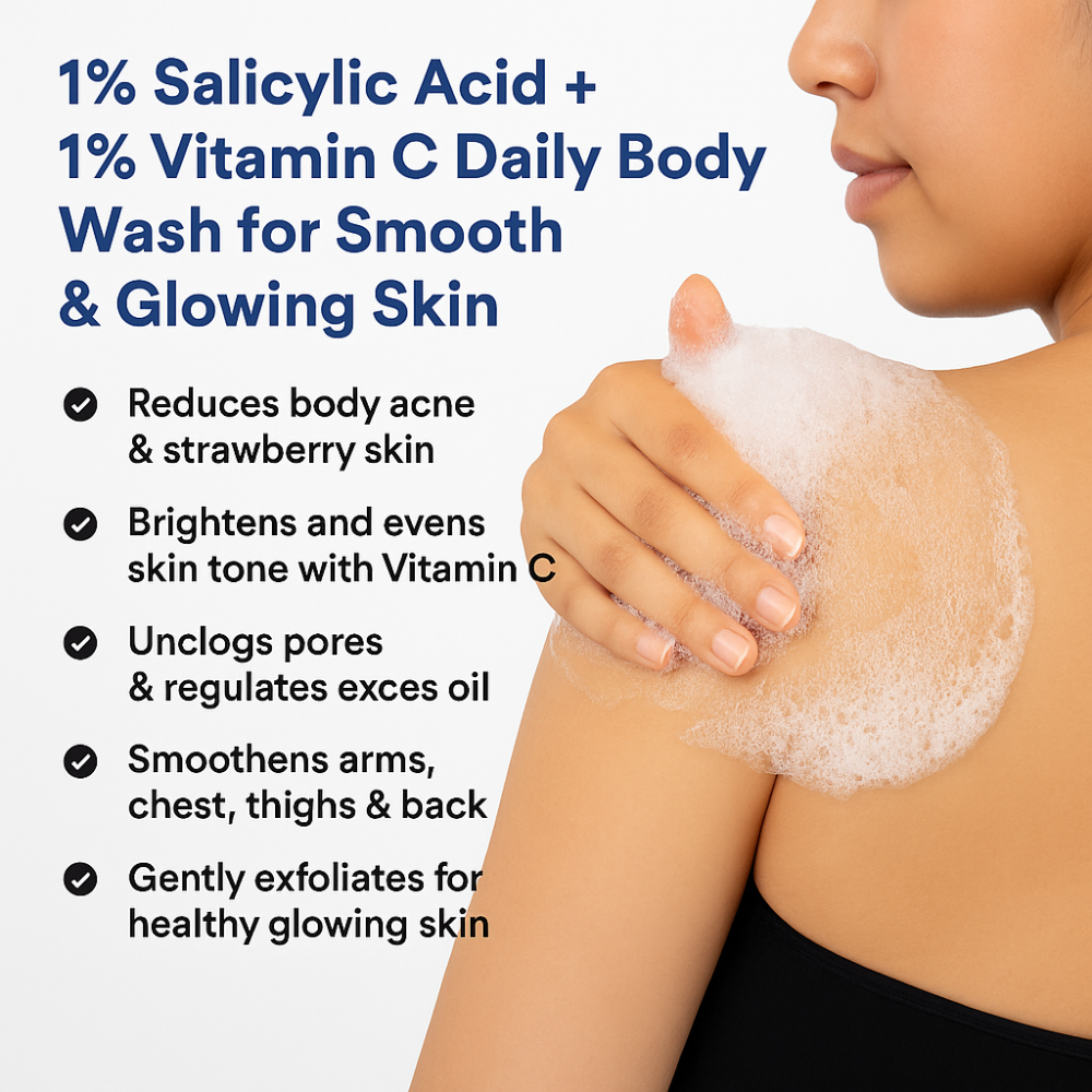 1% Salicylic Acid + 1% Vitamin C Daily Body Wash 200ml – Clear & Bright Skin