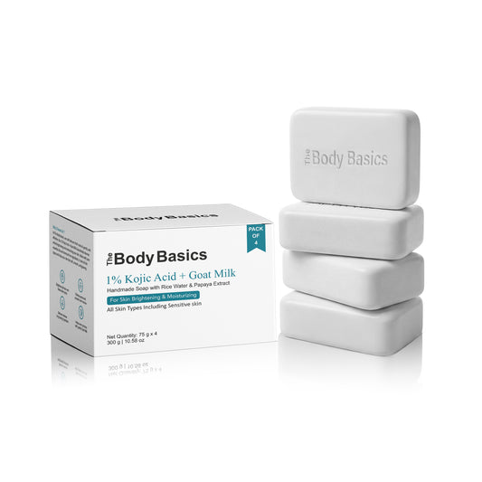 1% Kojic Acid + Goat Milk Handmade Soap - Skin Brightening & Moisturizing - Pack of 4